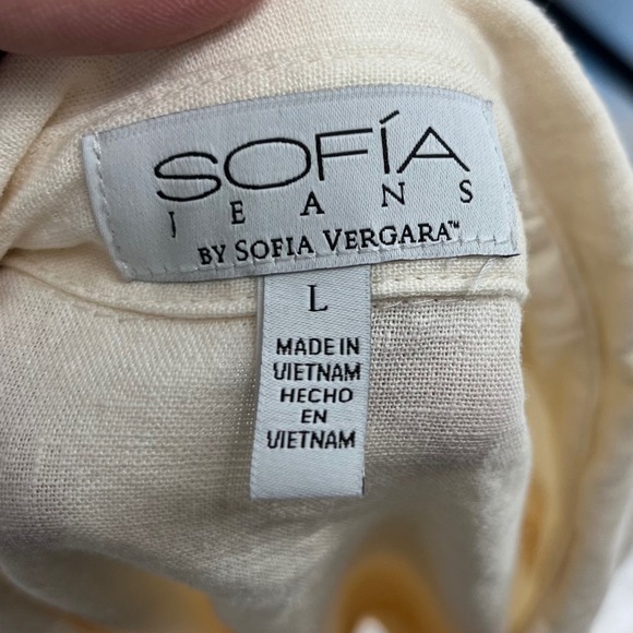 Sofia Jeans Linen Blend Tie Front Shirt Shorts Set Ivory LARGE Resortwear Coast - Picture 6 of 16